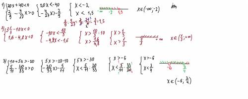 класс( 1) { 20х + 40 < 0,{ 2/9 - 4/27 > 0;2) { 3 1/3 - 10х < 0,{ 2/9 - 4/27х > 0;3) { 1