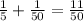 \frac{1}{5} + \frac{1}{50} = \frac{11}{50}