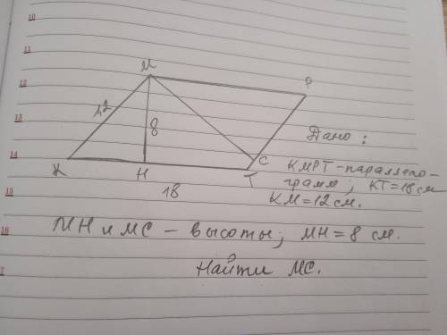 В параллелограмме длины смежных сторон равны 12 см.и 18см. Из вершины тупого угла проведены высоты к