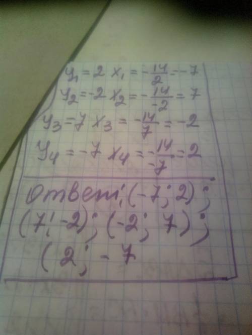 Решите систему уравнений x^2+y^2=53 xy=-14 Обязательно с решением