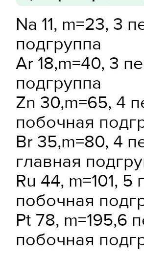 3. Найдите в Периодической системе натрий, аргон, цинк, бром, рутений, платину. Укажите их порядковы