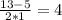 \frac{13-5}{2*1} =4