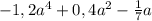 -1,2a^{4}+0,4a^{2} -\frac{1}{7} a