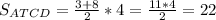 S_{ATCD} = \frac{3+8}{2}* 4=\frac{11*4}{2} =22