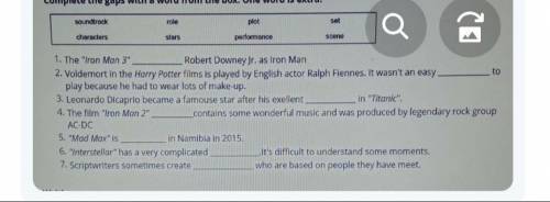 Complete the gaps with a word from the box. One word is extra: set role stars performance 1.The Iro