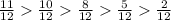 \frac{11}{12} \frac{10}{12} \frac{8}{12} \frac{5}{12} \frac{2}{12}