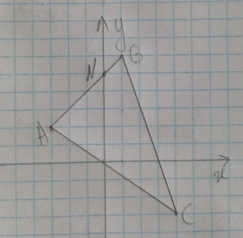 Постройте треугольник АВС по координатам его вершин А (-3; -4), В (6; 2), С (3; -4). Найдите точки п