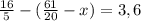 \frac{16}{5}-(\frac{61}{20}-x)=3,6