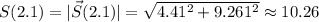 S(2.1) = |\vec{S}(2.1)| = \sqrt{4.41^2+9.261^2} \approx 10.26