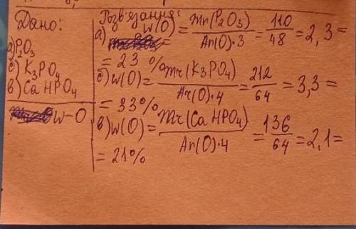 Решите задачу. Определите массовую долю кислорода в следующих веществах: а) оксид фосфора(III); б) о