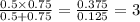 \frac{0.5 \times 0.75}{0.5 + 0.75} = \frac{0.375}{0.125} = 3