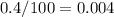 0.4/100 = 0.004