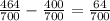 \frac{464}{700} -\frac{400}{700} =\frac{64}{700}