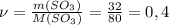 \nu=\frac{m(SO_3)}{M(SO_3)}=\frac{32}{80}= 0,4