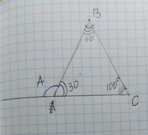 В треугольнике ABC угол C в два раза больше угла B. Внешний угол при вершине А равен 150°. Вычислите