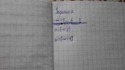 2. Изобразите на координатной прямой и запишите пересечение и объединение числовых промежутков: [7,