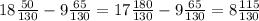 18\frac{50}{130} - 9\frac{65}{130} =17\frac{180}{130} -9\frac{65}{130} =8\frac{115}{130}