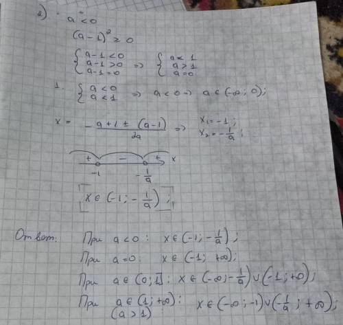 Для всех а решить неравенство: аx²+(a+1)x+1>0; Здравствуйте. максимально подробно расписать при