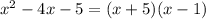 {x}^{2} - 4x - 5 = (x + 5)(x - 1)