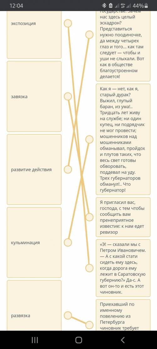 Соотнесите элементы композиции и события комедии Н.В. Гоголя Ревизор