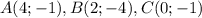 A(4;-1), B(2;-4), C(0;-1)