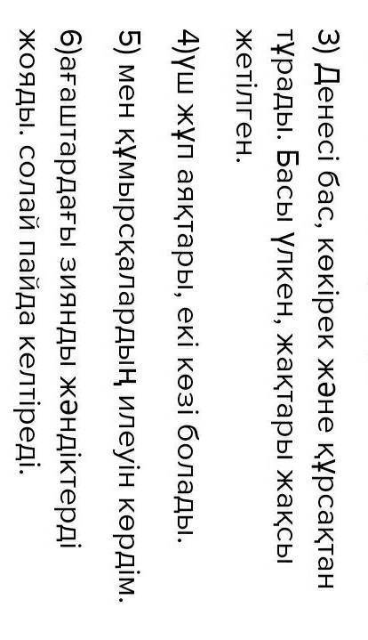 1. Құмырсқаны көрдің бе? 2. Ол-қандай жәндік? 3. Дене тұрпаты қандай? 4. Құмырсқаның қанша көзі, аяғ