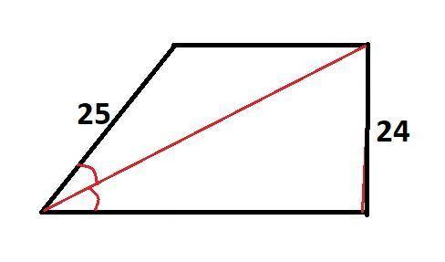 в прямоугольной трапеции диагональ является биссектрисой острого угла. найдите площадь трапеции, есл