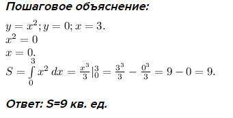 Обчисліть площу фігури обмеженої лініями у=х^3,х=2,у=0