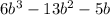 6b^{3} - 13b^{2} - 5b