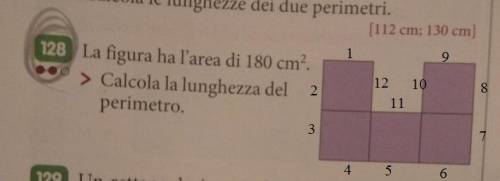 Rus:фигура имеет площадь 180 см². Рассчитываю длину периметра It: La figura ha l'area di 180 cm². Ca
