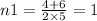 n1 = \frac{4 + 6}{2 \times 5} = 1