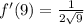 f'(9)=\frac{1}{2\sqrt{9} }