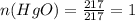 n(HgO)=\frac{217}{217} =1