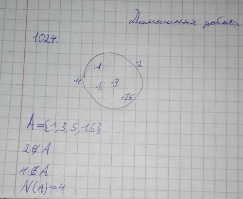 1024. Если: 1 е А; 2 4 А; 3. А; 4 А; 5. А; 15 А. С круга Эйлера - Веина изобразите:1) Элементы, прин