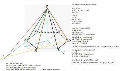 В правильной шестиугольной пирамиде SABCDEF стороны основания равны 1, боковые ребра равны 2. Точка