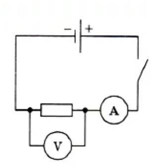 Начертите  схему по данному рисунку. [2] Запишите показания амперметра. [1]Запишите показания вольтм