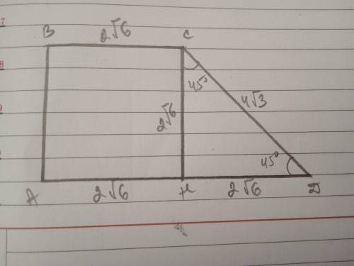 5.В прямоугольной трапеции ABCD большая боковая сторона равна 4кореь3 см, угол Д равен 45° а высота