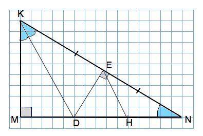 NK-гипотенуза в прямоугольном треугольнике MNK. Биссектриса KD и DE перпендикулярны гипотенузе. Если