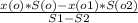 \frac{x(o)*S(o)-x(o1)*S(o2)}{S1-S2}