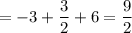 \displaystyle = -3+\frac{3}{2} +6=\frac{9}{2}