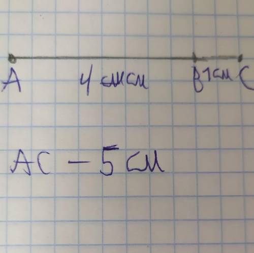 Начерти прямую. Поставь на ней точки так, чтобы отрезок был равен 4 см. Поставьте справаещё одну точ