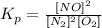 K_{p} =\frac{[NO]^{2} }{[N_{2} ]^{2}[O_{2}] }