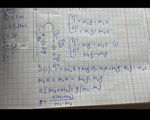 На нитці ,перекинутій через блок ,підвішені вантажі масами 0,3 кг. 1 0,34 кг. За 2 с після початку р