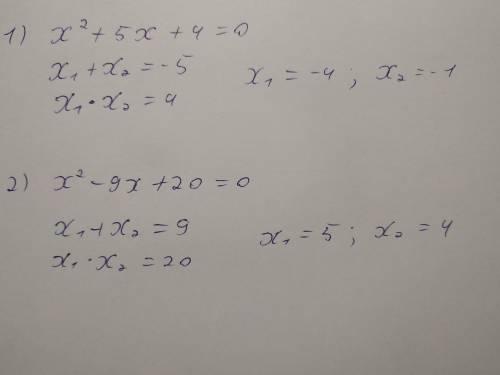 РОЗВ’ЯЖІТЬ РІВНЯННЯ: Х^2+5X+4=0 X^2-9Х+20=0