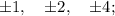 \pm1, \quad \pm 2, \quad \pm 4;