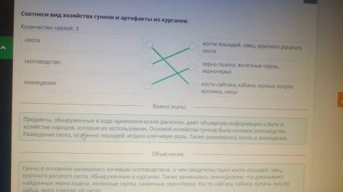 Объединение гуннских племен Соотнеси вид хозяйства гуннов и артефакты из курганов.Количество связей: