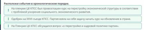 Расположи события в хронологическом порядке. 1 На Пленуме ЦК КПСС обсуждался вопрос «О перестройке и