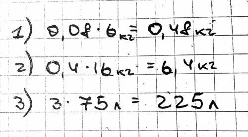Найдите 8% от 6 кг; 40% от 16 кг; 300% от 75 л ​