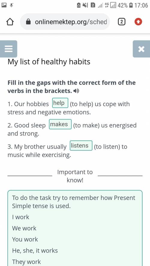 My list of healthy habits Fill in the gaps with the correct form of the verbs in the brackets.1. Our