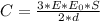 C=\frac{3*E*E_{0}*S}{2*d}